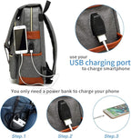 Mancio Slim Vintage Laptop Backpack For women,Men For Travel, College, Dayparks, Fits up to 15.6Inch Notebook in Grey