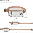 LATMAP 2L Fanny Packs Everywhere Belt Bag Small Fashion Crossbody Waist Pack Faux Leather Waterproof Sling Chest Bag For Women Beige