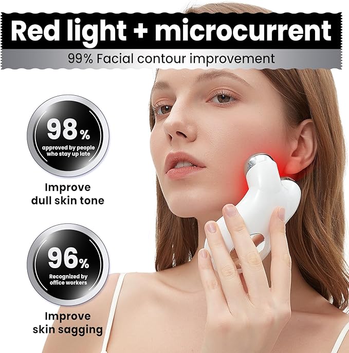 Microcurrent Facial Device,Latest Red Light Technology，Enhances The Ability to Lift The Face and Tighten The Skin，Facial Wrinkle Equipment，Smart Photon Micro-Current Device, Model:EP-300.