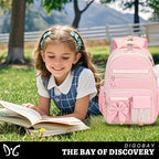 DIGOBAY Backpack for Girls, 3PCS Girls Backpack for School with Lunch Bag Pencil Case, Cute Kids Teens Bookbag for Kindergarten Elementary Preschool Middle School (Pink)