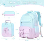 DIGOBAY Backpack for Girls, 3PCS Girls Backpack for School with Lunch Bag Pencil Case, Cute Kids Teens Bookbag for Kindergarten Elementary Preschool Middle School