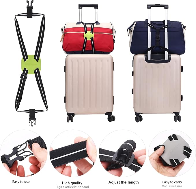 Luggage Straps Bag Bungees for Add a Bag Easy to Travel Suitcase Elastic Strap Belt (Gray, L)