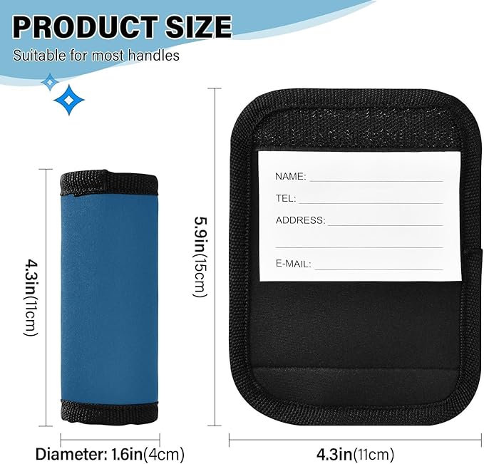 DOMIKING Dark Blue Luggage Handle Wraps for Suitcase Luggage Identifier Soft Luggage Marker for Travel Bag Suitcase Luggage Handle Covers Travel Accessories, 4 Pack