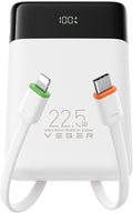 VEGER Portable Charger, Ultra Slim 22.5W Fast Charging with Built in Cable, Flight-Safe 10000mAh USB C Power Bank Battery Pack, Travel Essential Phone Powerbank for iPhone 17 16 Samsung S25 Google etc