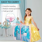 SLEEPING LAMB 6 Packs Clear Garment Bags for Dancers With 4 Pockets, 40" Kids Costume Bag for Travel and Dance Competition, Hanging Clothes Storage for Dress, Uniform, Pink