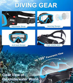Aegend Snorkeling Gear for Adults Youth Kids, Snorkel Mask with Top Dry Valve - Panoramic View Anti-Leak and Anti-Fog with Mesh Bag for Snorkeling, Scuba Diving, Freediving & Swimming