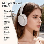 B8 Bluetooth Headphones Over Ear, 6 EQ Music Modes and 50H Playtime Deep Bass Wireless Headphones with Mic, Lightweight Folding HiFi Stereo Headset for iPad/Travel/Tablet/PC/Home Grey