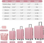 6 Piece Luggage Sets with Bags, Lightweight Expandable Checked Luggage Sets, Hardshell ABS Spinner Wheels Carry on Suitcase with TSA Lock, for Travel, Women Men (1 Pink, 18/20/24/28inch+2bags)