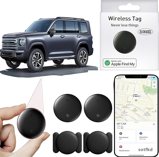 2 Pack GPS Tracker for Vehicles,Tracker Device for Vehicles,Tracking Devices for Cars Hidden,Car GPS Tracker (Only iOS) | No Monthly Fee | Magnetic Shell | Waterproof | Works with Apple Find My