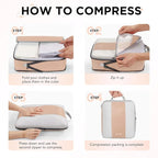 10 Set Compression Packing Cubes for Travel Essentials,Compressible Expandable Packing Cubes for Suitcase,OlarHike Luggage Organizer Bags for Travel,Handy Helper for Organizing Clothes(Gold)