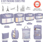 Veken 8 Set Packing Cubes for Travel Essentials, Suitcase Organizer Bags in 4 Sizes, Carry-On Luggage Accessories with Large Laundry & Hanging Toiletry Bag, Must-Have for Airplane, Road Trip & Camping