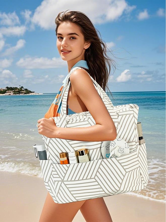 Bluboon Waterproof Beach Tote Pool Bags for Women Ladies Extra Large Carry On Bag With Wet Compartment for Weekender Travel