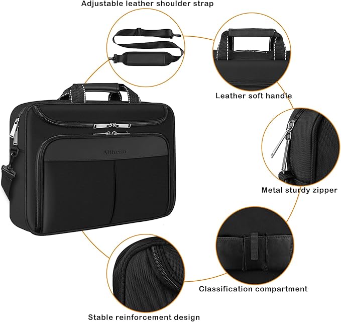 17 inch Waterproof Protective Laptop Messenger Briefcase with Adjustable Shoulder Strap, Men Women Travel/Business Bag Compatible with HP ZBook,ThinkPad,DELL Inspiron