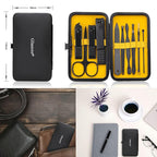 Glamne Manicure Set Nail Clippers Kit Professional Stainless Steel Nail Care Tools with Leather Travel Case 10 in 1 Yellow