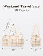 Quilted Travel Duffle Bag for Women Medium Weekender Bag Puffer Overnight Bag Large Soft Puffy Duffel Bag Carry-On Gym Bag Lightweight Personal Item Travel Bag for Trips Business Sport Airplane