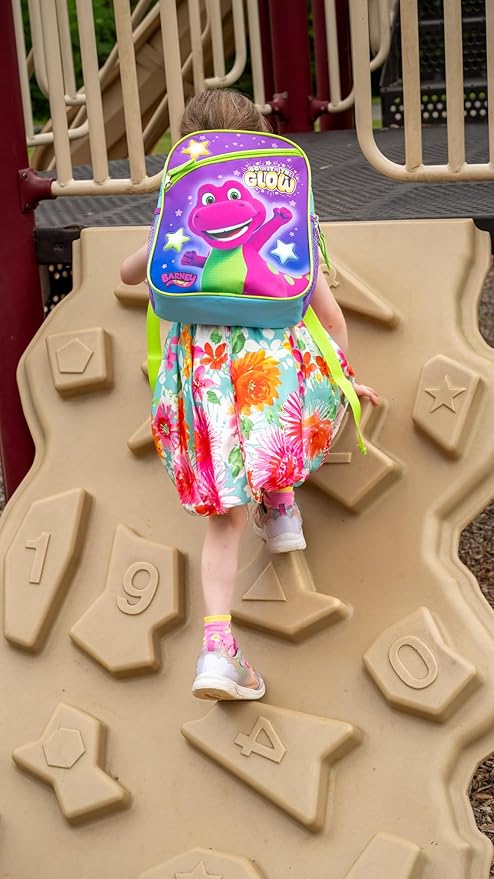 AI ACCESSORY INNOVATIONS Barney The Purple Dinosaur Mini Backpack, 12 x 10 x 4 inches, Kids School Bag with Zip Pockets, Purple