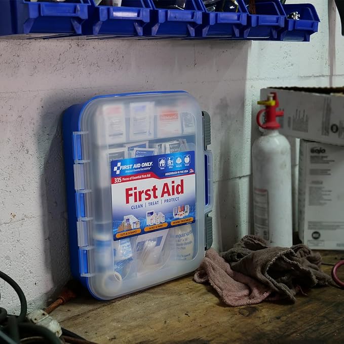 First Aid Only 91247 OSHA-Compliant First Aid Kit, All-Purpose 100-Person Emergency First Aid Kit for Business, Worksite, Home, and Car, 335 Pieces, Multicolored