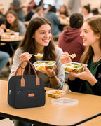 HOTOR Lunch Bag for Women & Men - Wear-Resistant Insulated Lunch Box with Large Capacity, Multi-Functional Cooler Bag for Office, Picnic, Black, 12L, 12.20" x 6.30" x 10.20"