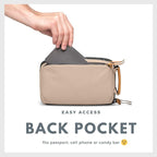 Tech Bag Organizer - Small Electronics Organizer Pouch for Travel - Premium Travel Case with Leather Accents - Mesh Pocket for Cables, Cords and Chargers (Tan)