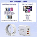 2Pack iPhone 17 16 15 Pro Max Fast Charging Block,6FT USB C to C Woven Cable Cord 40W USB C Apple Charger 4 Port PD&AC Charger Block Fast Charging for iPhone 17 Air/16e/17/16 /15 Plus/Pro/Pro Max/iPad