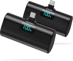 [2-Pack]Portable Charger for iPhone 16/15 Series,5200mAh PD USB C Power Bank Built-in USB-C Connector,Battery Pack Compatible with iPhone 16/16 Plus/16 Pro/16 Pro Max/15 Series,Android (Black+Black)