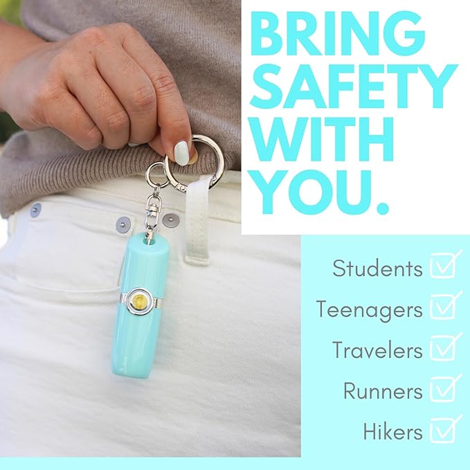 Securityman Personal Alarms for Women | Safety Alarm Keychain (Loud 130dB Siren and SOS Strobe Light) Everyday Self Defense Security Alarm Protection Device (Teal)