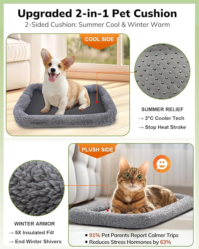 Morpilot Pet Carrier for Large Cats, Puppies & Small Dogs Up to 25lbs, Escape-Proof with Locking Zippers, Dual-Sided Cushion, Safety Buckle for Car & Vet Travel, Includes Foldable Bowl (Dark Gray)