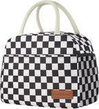 douyadady Lunch Bag Women/Men Lunch Box Women/Men (Black+White Checkerboard)