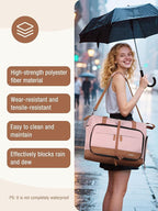 Lekesky Foldable Travel Duffle Bag for Women, Large Duffel Bag with Separate Shoes Compartments & Straps, Carry On Weekend Bag for Women, Hospital, Overnight (Pink, 30L)