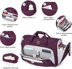 Hanke Large Capacity Travel Duffel Bag, Carry On Luggage with 12 Pockets, 17 Inch Laptop Compartment, Wet Dry Separation & Independent Shoe Bag, Lightweight Foldable Duffel Bag for Women Men（Purple）