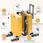 Krute Carry On Luggage 20 inch Aluminum Frame Luggage with Spinner Wheels Hardshell No Zipper PC+ABS TSA Lock Zipperless Suitcases Yellow