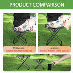 2-in-1 Collapsible Camping Stool & Sling Bag / 220LB Load Capacity Folding Portable Fishing Stool/Collapsible Stool for Camping, Hiking, Fishing, Gardening & Beach Outdoor Activities
