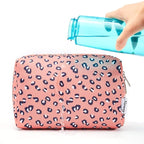 Narwey Cute Cheetah Makeup Bag Travel Cosmetic Bag Organizer Toiletry Bag Make Up Bags with Compartments for Women Girls (Large, Leopard)