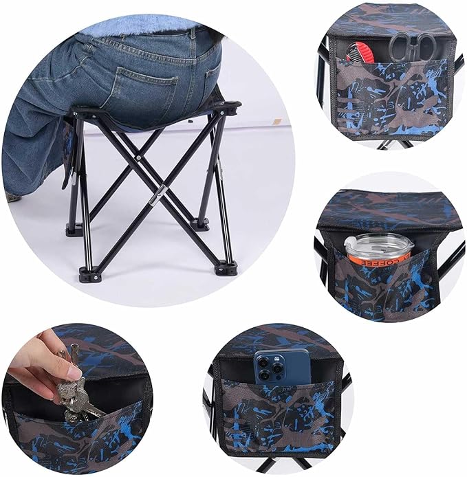 VOLIXOD Folding Portable Camping Stool for Adults, Lightweight Collapsible Stool for Outdoor Footrest Fishing Hiking Gardening and Beach with Carry Bag(400 LBS Capacity)