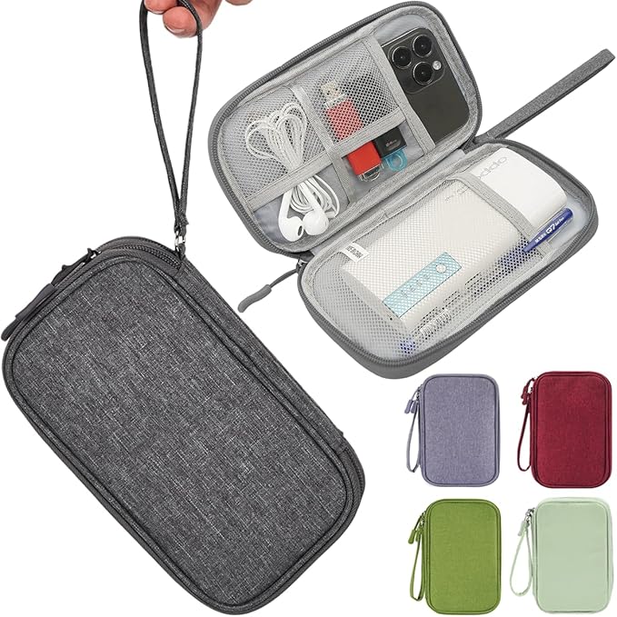 CAAORDKSO Electronic Organizer Travel USB Cable Accessories Case Bag, Waterproof Electronics Accessories Bag Organizer Case for USB, Cable, Cord, Charger, Phone, Power Bank, Earphone (Dark Gray)