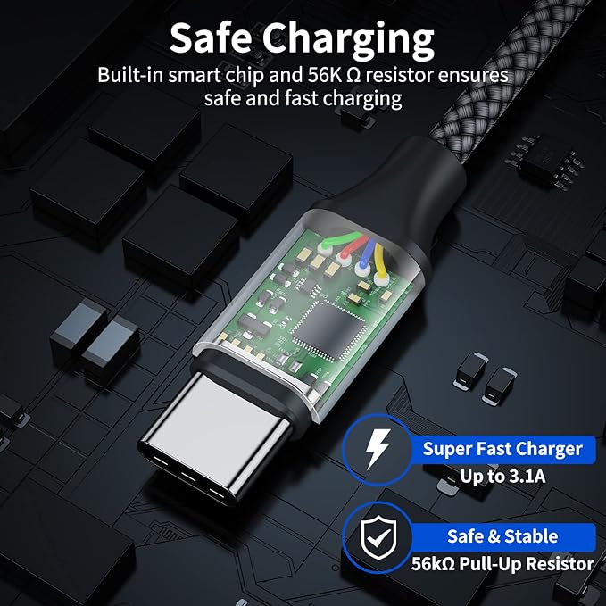 [2-Pack, 1ft] Short USB Type C Cable,Portable USB-C Charger Nylon Braided Fast Charging Cord Compatible iPhone 17/16 Pro Max Android Samsung Galaxy S20 S10 S9 S8 Plus S10E Note 20 10 9 8