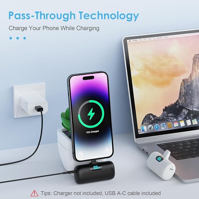 [2 Pack]Small Portable Charger for iPhone,Upgraded 5000mAh PD Fast Charging Power Bank,Cute Mini Portable Phone Charger Battery Pack Compatible with iPhone 14/14 Pro Max/13/13 Pro/12 Pro/11/XR/X/8 etc