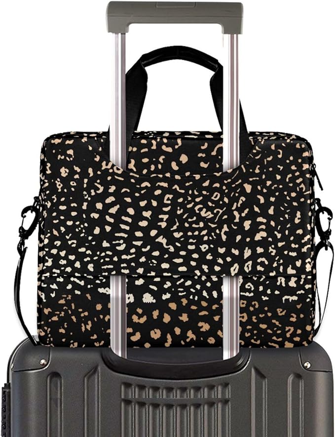 ALAZA Realistic Leopard Cheetah Print Animal Laptop Case Bag Sleeve Portable Crossbody Messenger Briefcase w/Strap Handle, 13 14 15.6 inch