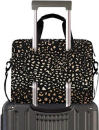 ALAZA Realistic Leopard Cheetah Print Animal Laptop Case Bag Sleeve Portable Crossbody Messenger Briefcase w/Strap Handle, 13 14 15.6 inch