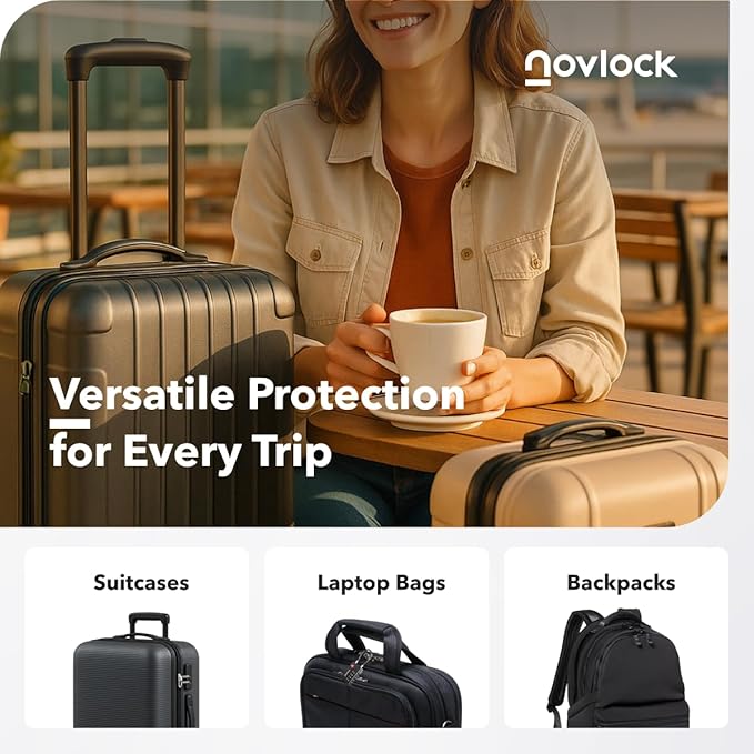 Luggage Locks TSA Approved with Inspection Indicator and Resettable 4-Digit, Easy-to-Read Combination, TSA Locks for Luggage, Suitcases, Backpacks & Travel Bags, Black, 6-Pack