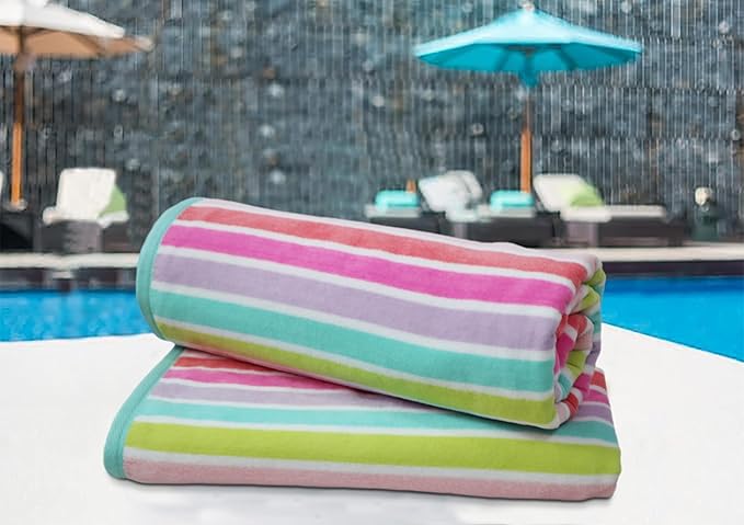 COTTON CRAFT Oversized Beach Towel - 2 Pack 35 x 70 inches XL Beach Towel - 100% Cotton Velour - Big & Huge - Thick Plush 450 GSM Super Soft Luxury Towel - Pool Picnic Bath - Pink Multi