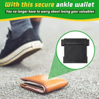 2 Pcs Security Ankle Wallet Pouch Black Ankle Wallet Stealth Tactical Nylon Leg Unisex Leg Strap Pocket for Credit Cards Travel First Aid Camping Phone