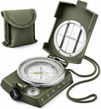 Military Lensatic Compass, Hiking Compass for Survival – Water-Resistant Outdoor Hiking Survival Direction Finder (Metal)
