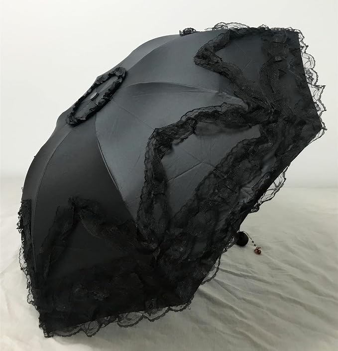 URAWESO Vintage Lace Parasol Gothic Lolita Umbrella UV Sun Protection Witch Cosplay Photoshoot Props Party Decoration