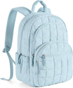 BAGSMART College Laptop Backpack, Travel Backpack for Women, Quilted Casual Daypack, Water-Resistant Bookbag for 15.6 Inch Laptop, Sky Blue