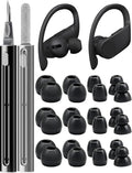 12 Pairs Replacement Ear Tips for Beats Powerbeats Pro/Flex/X Earbuds, Soft Silicone Non-Slip Earbud Accessories, Beats Replacement Tips with Cleaning Kit (Black)