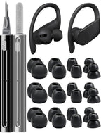 12 Pairs Replacement Ear Tips for Beats Powerbeats Pro/Flex/X Earbuds, Soft Silicone Non-Slip Earbud Accessories, Beats Replacement Tips with Cleaning Kit (Black)
