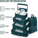 Veken 8 Set Packing Cubes for Travel Essentials, Suitcase Organizer Bags in 4 Sizes, Carry-On Luggage Accessories with Large Laundry & Hanging Toiletry Bag, Must-Have for Airplane, Road Trip & Camping