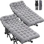 ABORON 2PK XXL Camping Cot for Adults 900LBS - 78"×32" Oversized Folding Bed with Mattress Pad, Heavy Duty 1200D Oxford Outdoor Cot with Carry Bag
