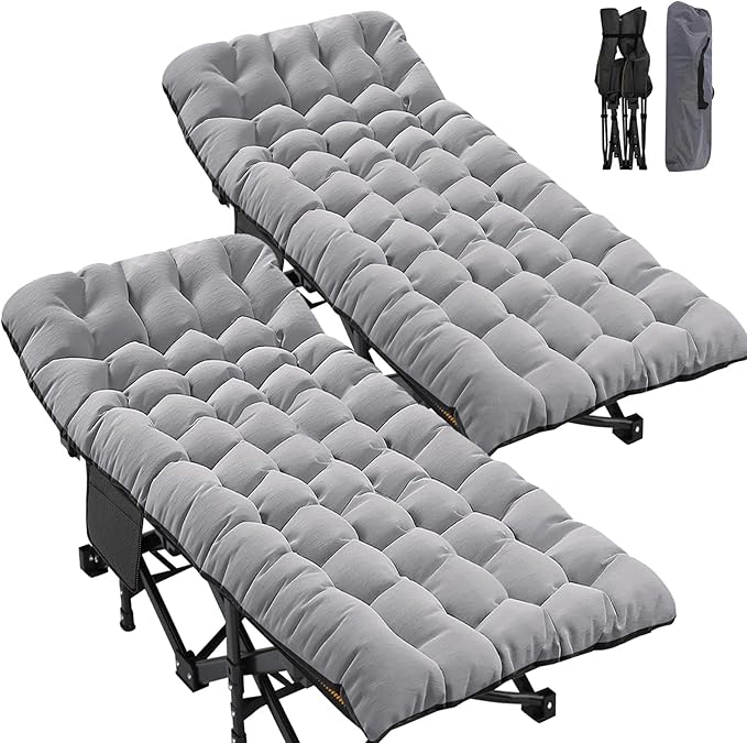 ABORON 2PK XXL Camping Cot for Adults 900LBS - 78"×32" Oversized Folding Bed with Mattress Pad, Heavy Duty 1200D Oxford Outdoor Cot with Carry Bag